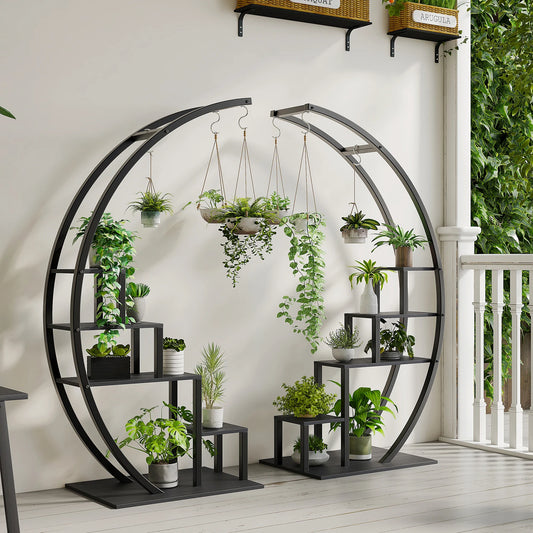 Plant Stand - 5 Tier, 2 Pack Half Moon, Metal