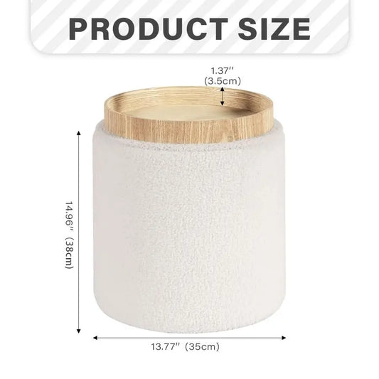 Ottoman, Round Storage, Velvet Footstool