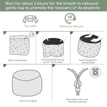 Ottoman, Corduroy Poufs, Round, Army green