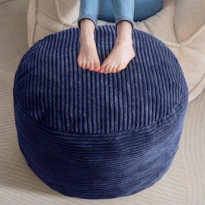 Ottoman, Corduroy Poufs, Round, Army green