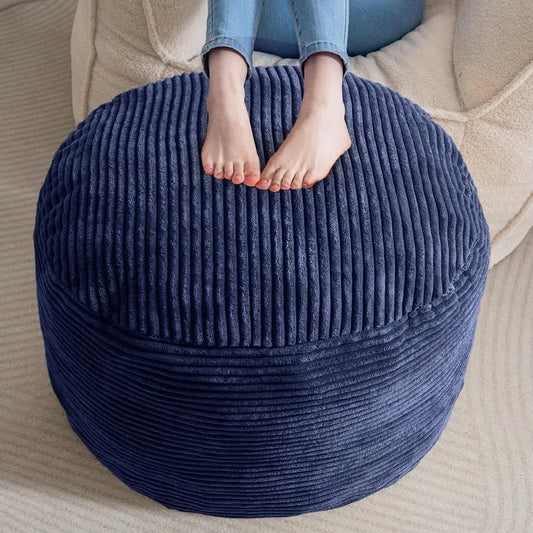 Ottoman, Corduroy Poufs, Round, Army green